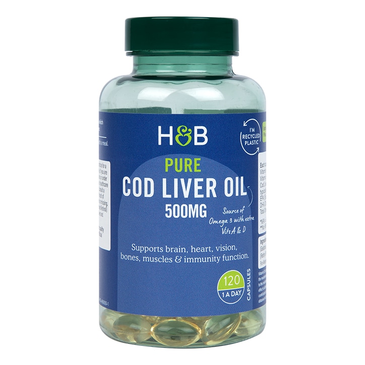 Holland & Barrett Pure Cod Liver Oil 500mg 120 Capsules
